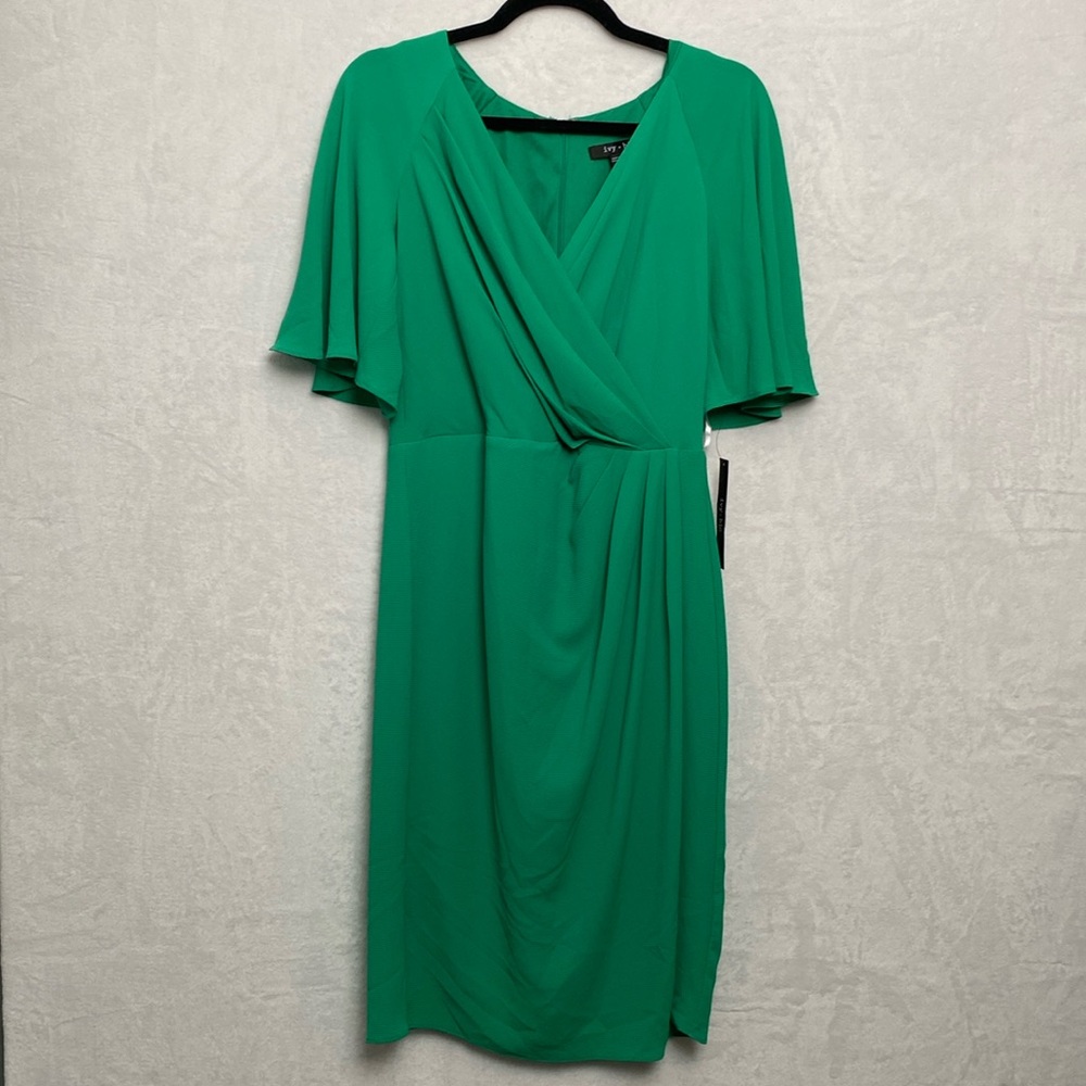 Ivy Blu Dress Size 10 Draped Midi Holiday Christmas Party Chic NEW